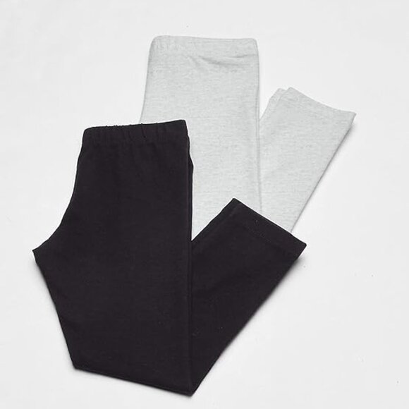 The Childrens Place Girls Full Length Leggings 2 Pack Size S 5-6 Black Gray - Picture 3 of 4